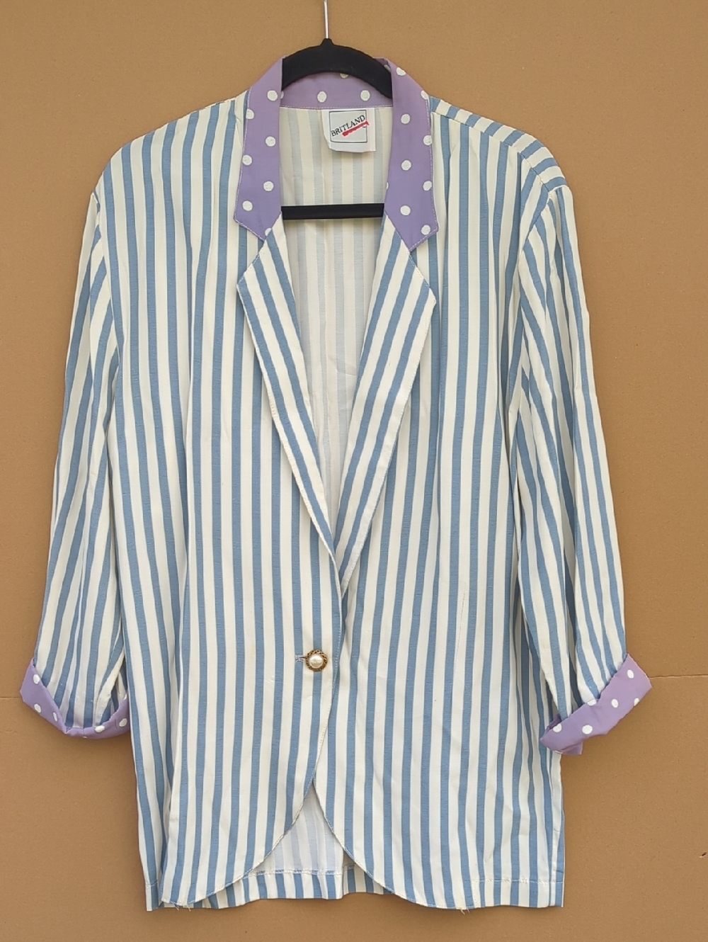 Vintage Britland Women's Blouse Stripe Size Medium Made in USA